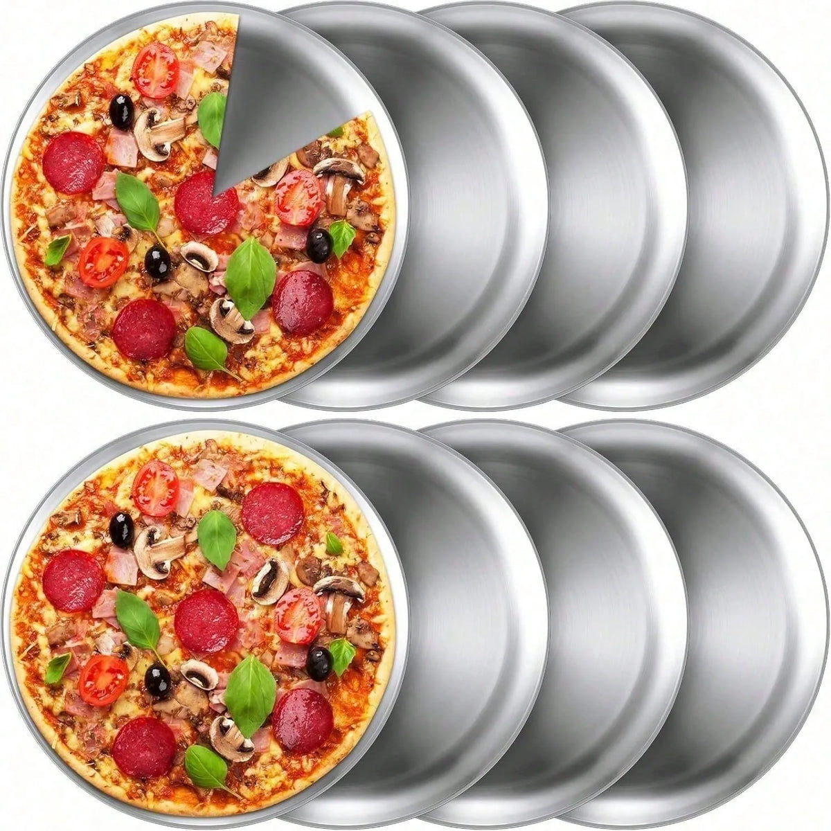 8pcs Korean Stainless Steel Barbecue Thick Gold Round Plate 17CM Barbecue Plate Steel Food Serving Trays Dinner Plates