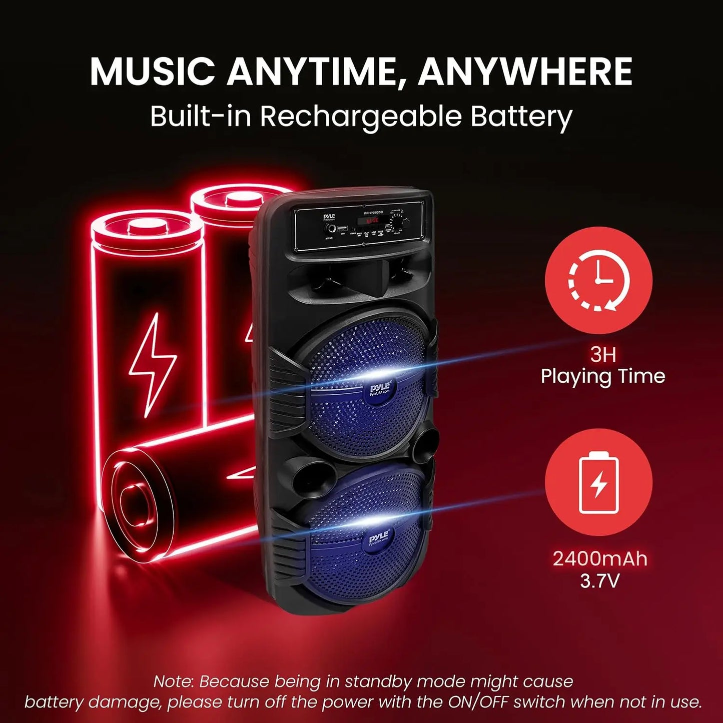 Rechargeable Portable Bluetooth PA Speaker System with 600W Power, Dual 8-Inch Subwoofers, 1-Inch Tweeter, Mic Input, Party Lights, USB, FM Radio, and Remote Control – Ideal for Outdoor Parties