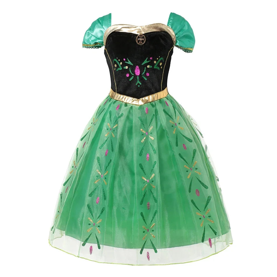 Elsa Anna Kid Princess Girls Dress Rapunzal  Kids Cosplay Halloween Vestidos Children Costume Birthday Party Dress