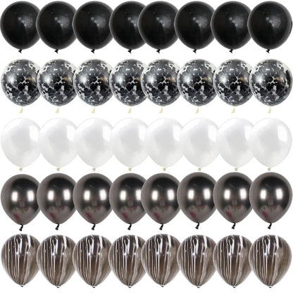 Black Metal Latex Confetti Balloon 30 40 50th Birthday Decoration Matte Globos New Year Wedding Birthday Party Baby Shower Decor