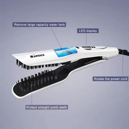 Professional wet and dry hair straightening comb steam spray hair straightening splint portable steam hair straightener