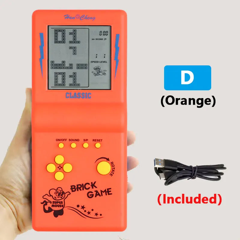 Rechargeable Portable Pocket Game Console Type-C Charge Retro Handheld Game Player with Switch for Tetris Machine Puzzle Toys