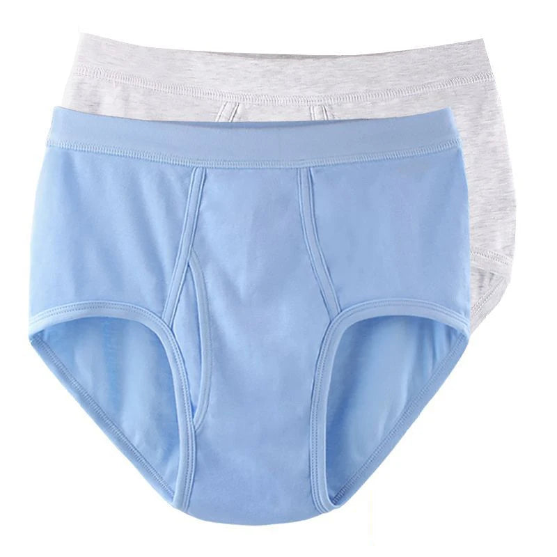 2Pcs/lot Men's Underwear 100%Cotton Briefs Sexy U Pouch Solid Color High Waist Panties Breathable Comfortable Male Underpants