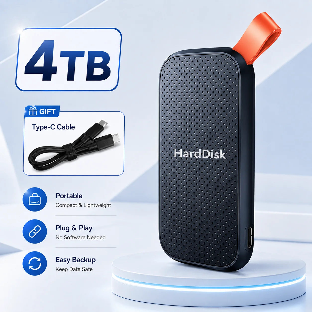 High-Speed Original SSD 2TB Portable USB3.1 Hard Drive 4TB Noiseless Disk for Freelancer Laptop Tablet Workbench