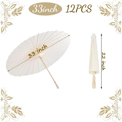 6-50Pcs 23.6/33Inches Wedding Paper Umbrellas White Parasols Bulk for Wedding Guests Bridal Party Decor Photo Props DIY Painting