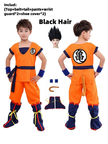 Boys Girls Halloween Son Goku Cosplay Costumes For Kids Outfit Bodysuit Men Krillin Training Clothes Saiyan Outfits Wig Dress Up