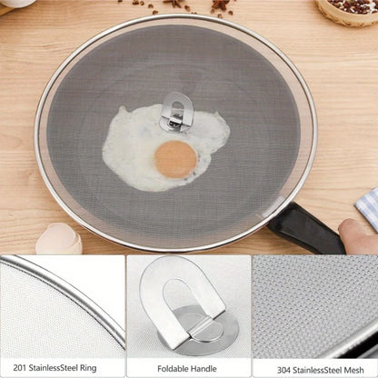 1/3Pcs Splatter Screen for Frying Pan Cooking, Stainless Steels Frying Pan Splatter Guard with Fold Flat Knob Cover Protector