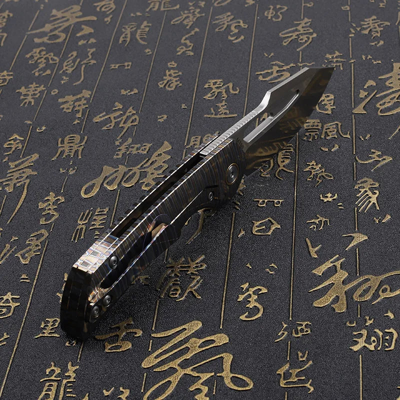 Folding Knife M390 Steel Titanium Alloy Handle Outdoor Survival Camping Portable EDC Collection Tool for Play
