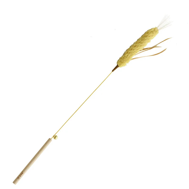 Cat Barley Teaser Wand Kitty Interactive Toy Wheat Ears Kitten Funny Feather Colorful Rod Teaser Wand Pet Cat Supplies Accessory