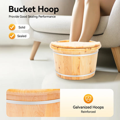 Cedar Wood Foot Spa Bucket with Massage Roller, 30 Min Heat Retention, 12.2 Inch Deep Soak, Natural Foot Bath Tub