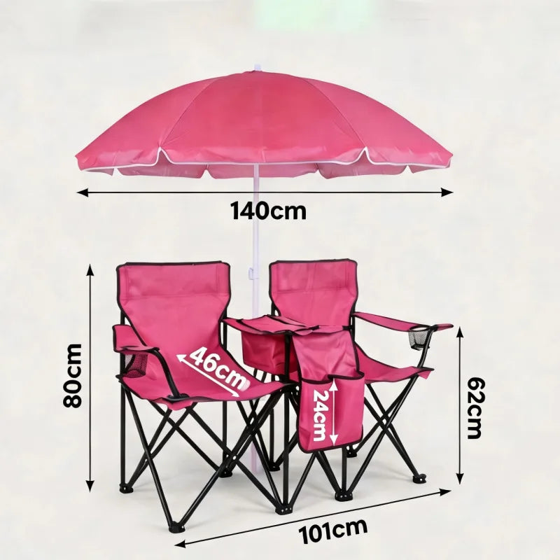 Factory direct sales outdoor leisure beach chair sunshade ice pack double  portable camping chair folding  wholesale