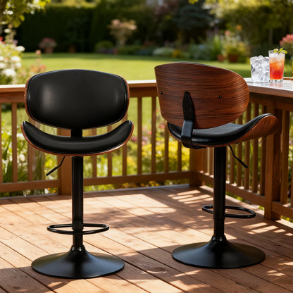 MCQ Swivel Ergonomic Office Chair Set of 2 Adjustable Counter Height Bentwood PU Leather Upholstery Chair with Back and Footrest
