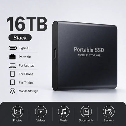 Space Efficient External Hard Drive 2TB Portable Mobile Hard Disk for Family Daily Photo Saveing PC Laptop