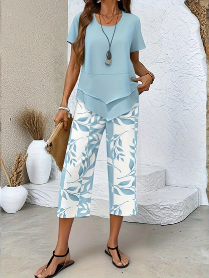 2026 New Loose And Fashionable Spring/summer Printed Top And Pants Set, Temperament Commuting Two-piece Set For Women