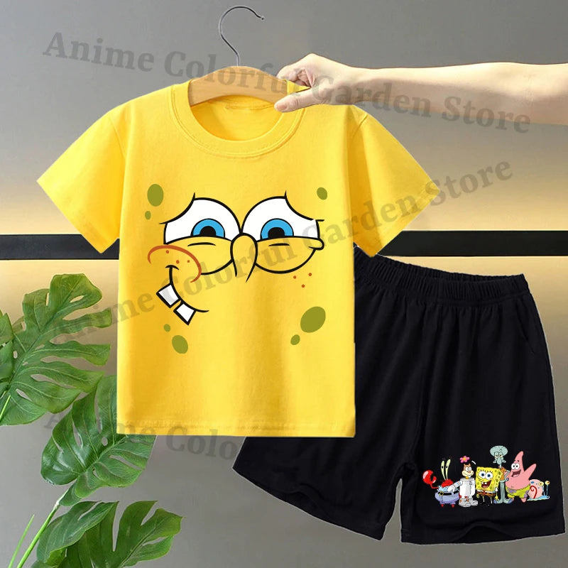 2pcs Spongebobs Squarepants Short Sleeved Shorts Set for Children