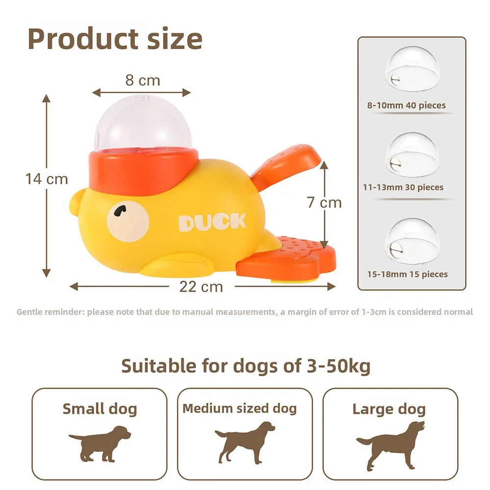 Pet Cat Dog Automatic Intelligent Interactive Food Dispenser with Little Yellow Duck Design Anti-slip Bottom Pet Feeder