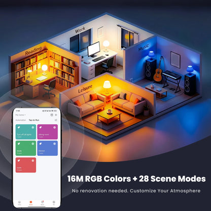 4pcs, RGBCW Smart Bulbs, Color Changing Dimmable LED Lights, Music Sync & App Control for Home Bedroom