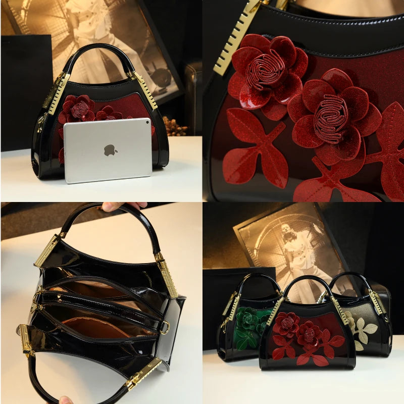 2026 Luxury Fashion Genuine Leather Women Handbags Shoulder Messenger Bag Female  New Large Capacity Flower Crossbody Tote Bags