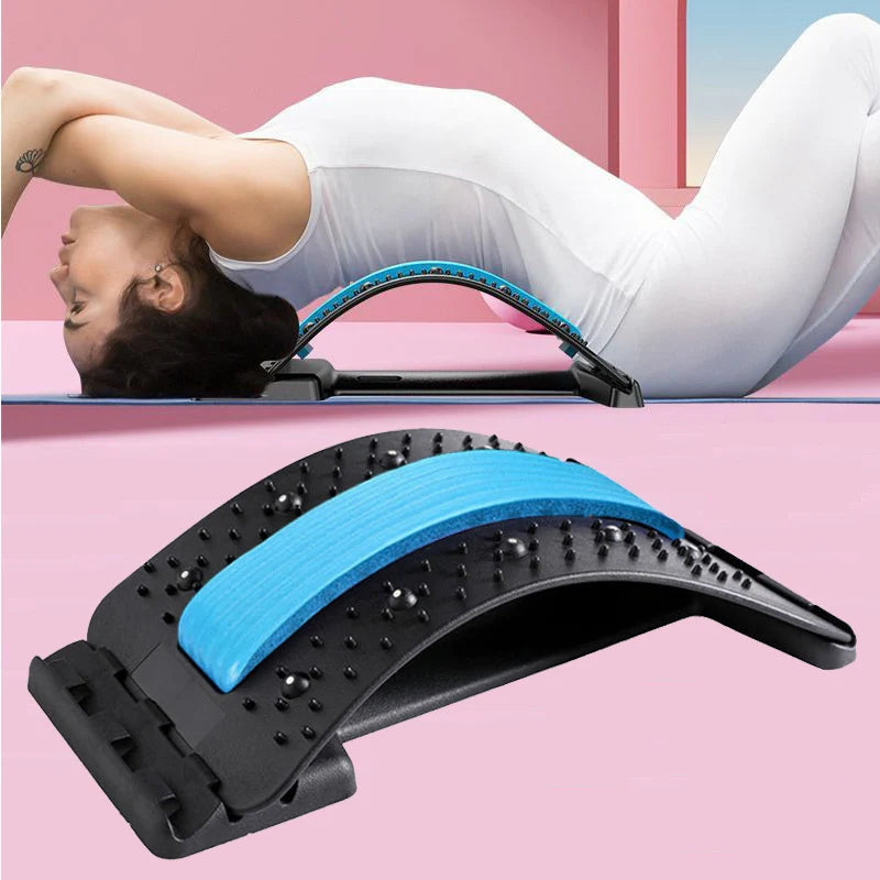 4-Level Adjustable Back Stretcher Lumbar Support Massage Roller with Sponge Strip for Spine Relax Home Office Yoga Aid