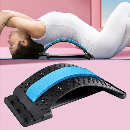 4-Level Adjustable Back Stretcher Lumbar Support Massage Roller with Sponge Strip for Spine Relax Home Office Yoga Aid