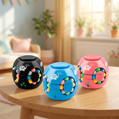 New High Quality Portable Funny Plastics Magic Bean Cube Spinner Rotating Ball 3D Rotating Ball Finger Gyro Finger Spinner Gyro