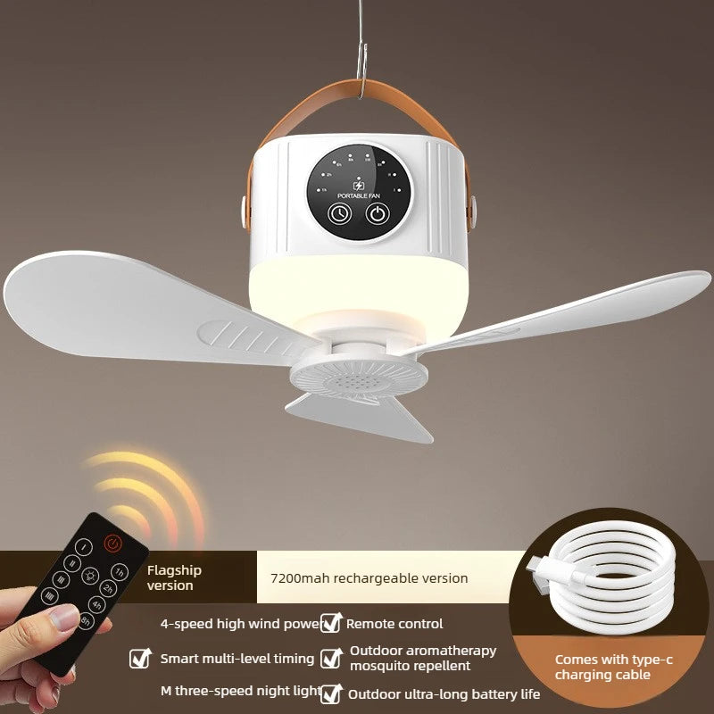 Intelligent Remote Control Ceiling Fan Light Fan Camping Electric Fan Desktop Chandelier Rechargeable Mini Smart Ceiling Light