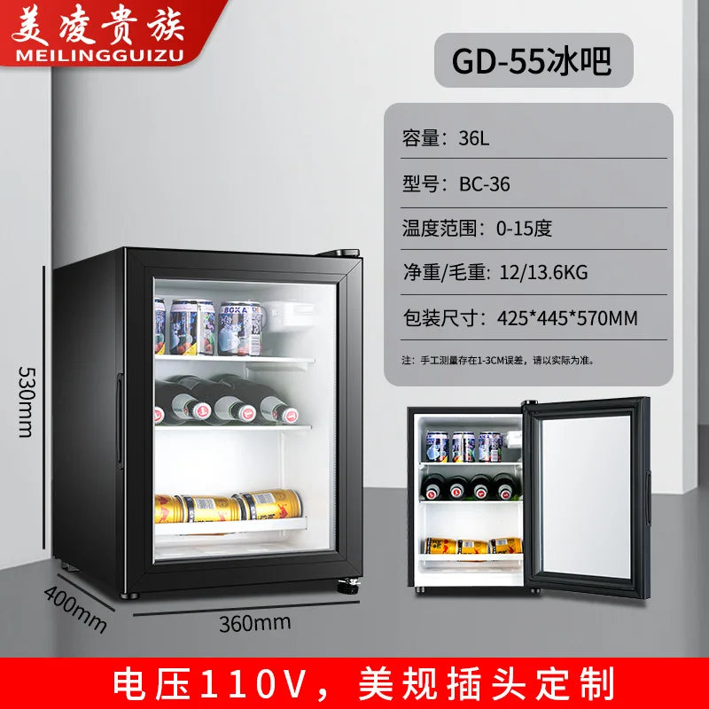 Foreign Trade Hotel Room 110V American Standard Minibar Wine Cooler Electric Stainless Steel 36L Refrigerated Storage Cabinet