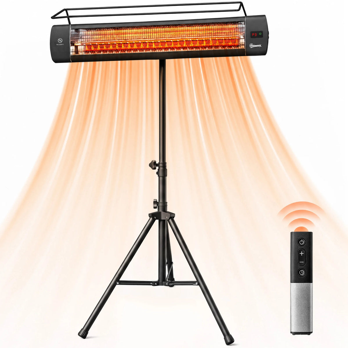 Electric Patio Heater, 1500W IP65 Outdoor Infrared Heater, Black