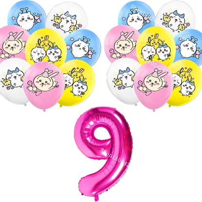 Chiikawa kawaii Happy Birthday Party Decorations Cute plate Banner Cake Topper Flag Balloons Disposable tableware Decorations