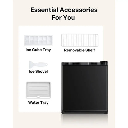 Compact Single-Door Refrigerator with Freezer, Adjustable Rack, Energy-Saving for Bedroom, Dorm, Office, Low Noise, Black