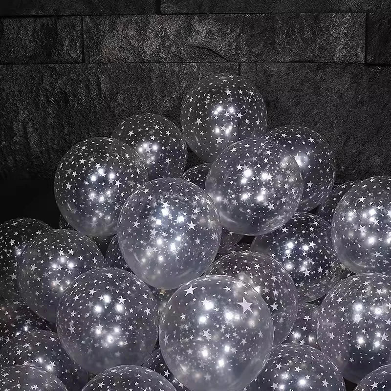 20-100pcs Black Gold Latex Balloons Transparent Starry Sky Helium Balloon Birthday Anniversary Wedding Party Decoration Supplies