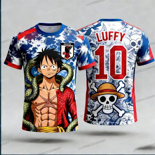 Japan One Piece Luffy Football Jersey Men T-shirt Kids Football Special Jersey Kit Adult Men's/Women's Quick-Drying Sweatshirt