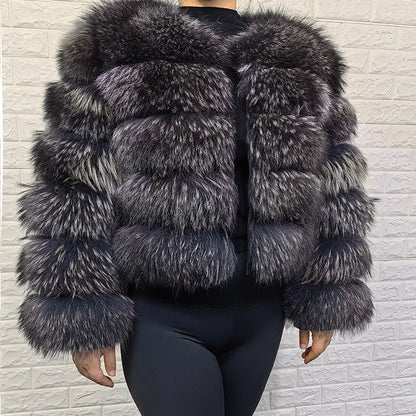 2023 Natural Real Fox Fur Coat Women Winter Warm Luxury Fur Jacket Detachable Long Sleeves Female Vest Furry Coats Outerwear