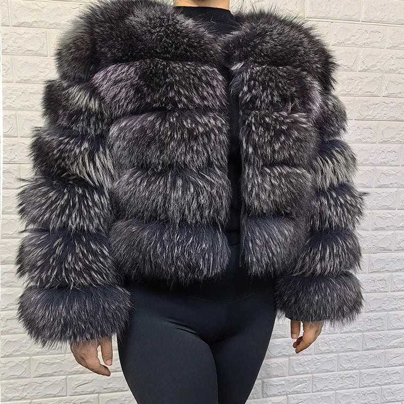 2023 Natural Real Fox Fur Coat Women Winter Warm Luxury Fur Jacket Detachable Long Sleeves Female Vest Furry Coats Outerwear