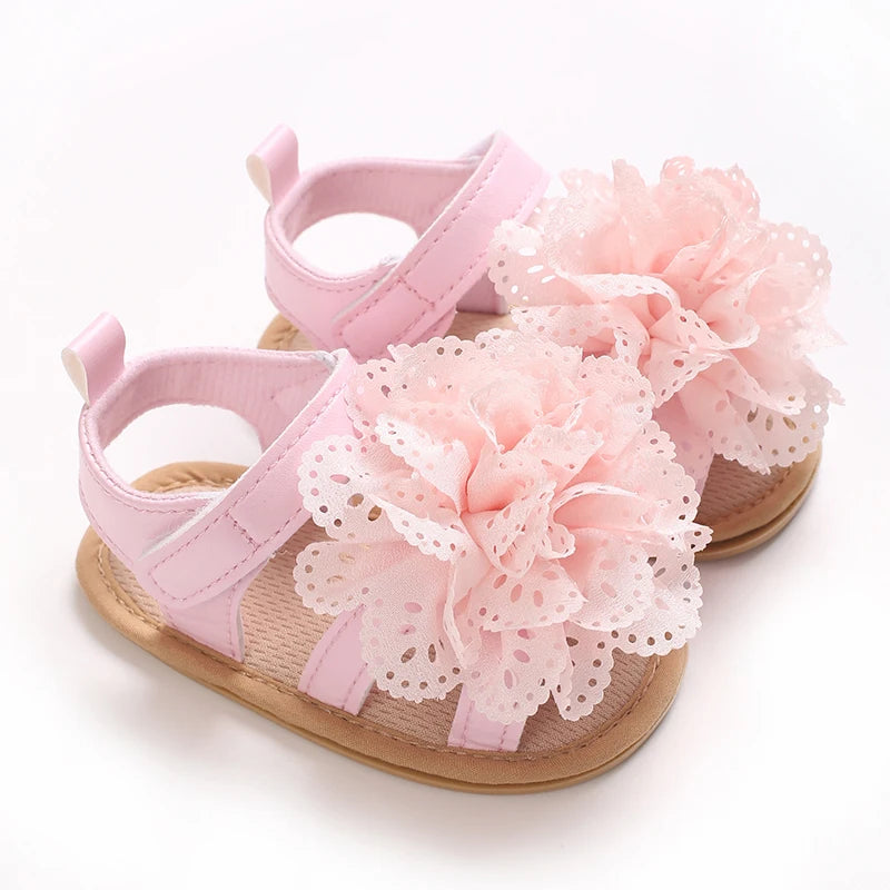 Summer 2026 Western Style Baby Korean Version Flower Princess Shoes Pink Open Toed Baby Girl Sandals