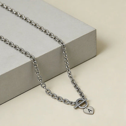 Stainless Steel Letter Pendant Necklace 26 Alphabet Heart Charm Dainty Stylish Women Fashion Jewelry Gift