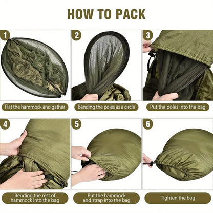 2-In-1 Camping Hammock With Mosquito Net 1.6lbs Ultralight Parachute Nylon Hanging Bed For Outdoor Survival Travel Backyard