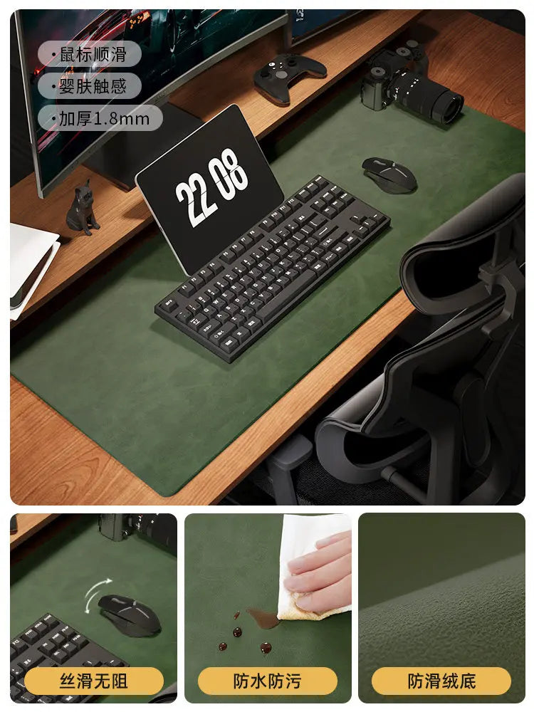 Luxury Crazy Horse PU Mouse Pads Xxl Waterproof  Desk Mat Protective Cover Large Mousepad Computer Laptop Non-slip Desk Pad