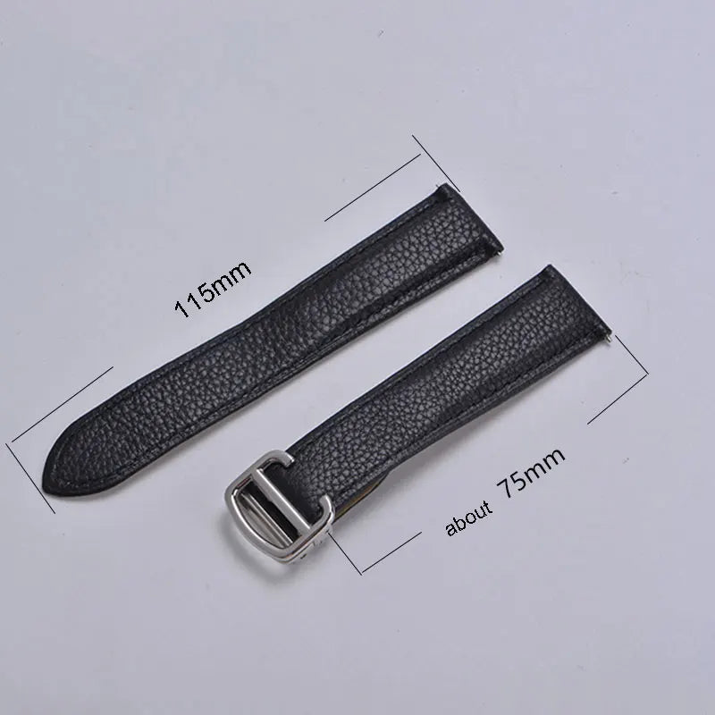 Watch strap soft cow leather for Cartie'r Tank/must/solo/santos watch band high-end quick release easy  install foldable buckle