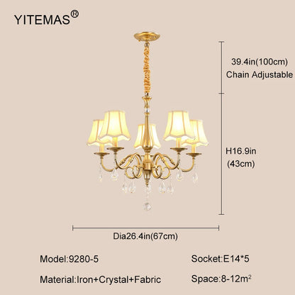 Crystal Chandelier With Lamp Shade For Living Room Gold Chandeliers Bedroom Farmhouse Church Pendant Lights Dining Room Light