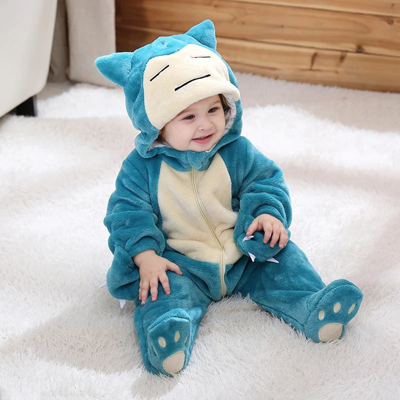 Kigurumis Baby Romper Cartoon Snorlax Onesie  Infant Winter Warm Animal Costume Outfit Cosplay Funny Costume Halloween Pijama