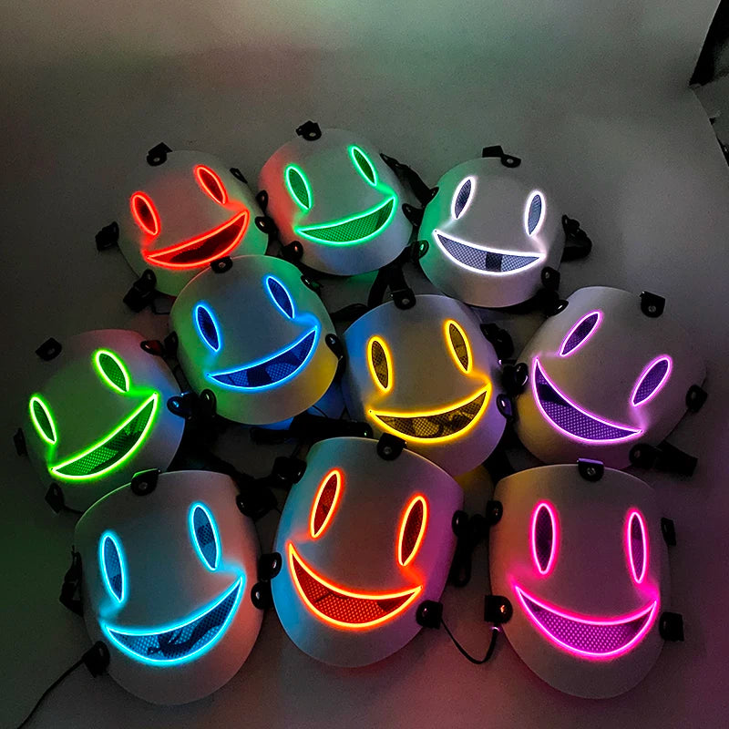 Anime High Rise Invasion Sniper LED Light up Mask Japanese Killer Japanese White Masks Carnival  Halloween Party Costume Props