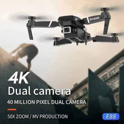 2026 E88 Drone 8K 5G HD Dual Camera Aerial Photography Remote Control Screen Display Control Aircraft Quadcopter Adulthood Toy