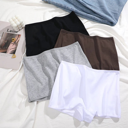 4PCS/Set Women Cotton Panties Sexy Low Rise Boyshorts Seamless Sports Boxers Female Comfortable Underwear Solid Color Lingerie