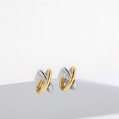 Vintage CC Design Stud Earrings for Women Korean Fashion X Cross Zircon Earring Engagement Jewelry Gifts Wholesale