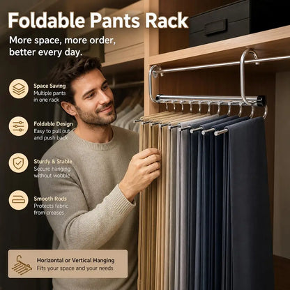 5/9 Layers Pants Hanger Stainless Steel Clothes Storage Hanger Space Saving Multi Trouser Rack Closet Organizer for Slacks