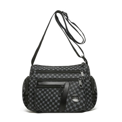Everyday Versatile Rhombus Pattern Crossbody Bag Trendy Two Color Option, Multi Compartment Layout for Weekend Short Trips