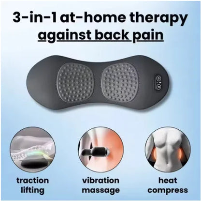 3-in-1 Back Massager Heat Vibration for Back Pain Relief Herniated Disc Stretch Support Traction Lower Back Massage Pillow