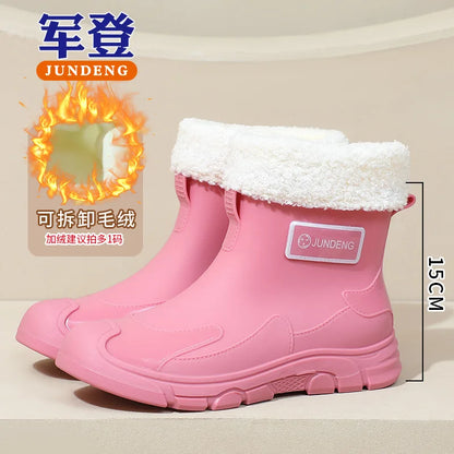 Women's Rain Boots Fashionable Summer Short Tube Rain Boots Adult Wear Gardening Work Water Shoes Rainy Season Commuting Shoes