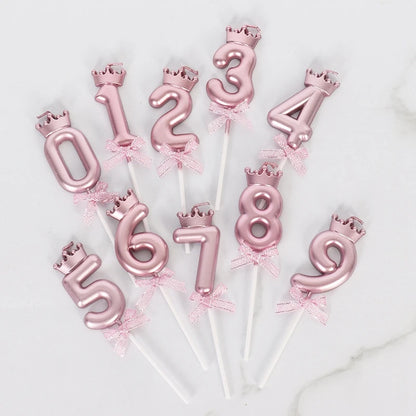 3D Candle Pink Birthday Number Candle Girl Happy Birthday Cake Topper Baking Celebration Memorial Anniversary Party Decor